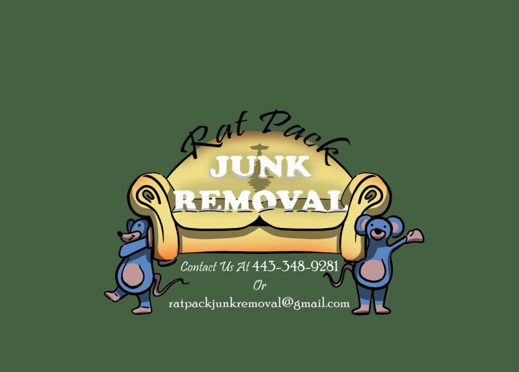 rat pack junk removal logo and contact.